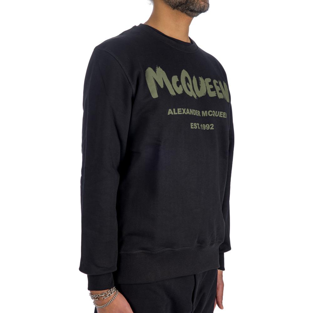 Details for 알렉산더 맥퀸 FW23 레터 프린트 크루넥 스웨트셔츠 블랙 688713-QTAAB-0519