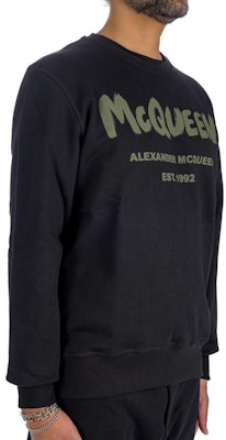 알렉산더 맥퀸 FW23 레터 프린트 크루넥 스웨트셔츠 블랙 688713-QTAAB-0519 Details for 알렉산더 맥퀸 FW23 레터 프린트 크루넥 스웨트셔츠 블랙 688713-QTAAB-0519