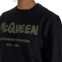 Cheap Alexander McQueen 2023秋冬字母印花黑色圓領套頭衫 688713-QTAAB-0519