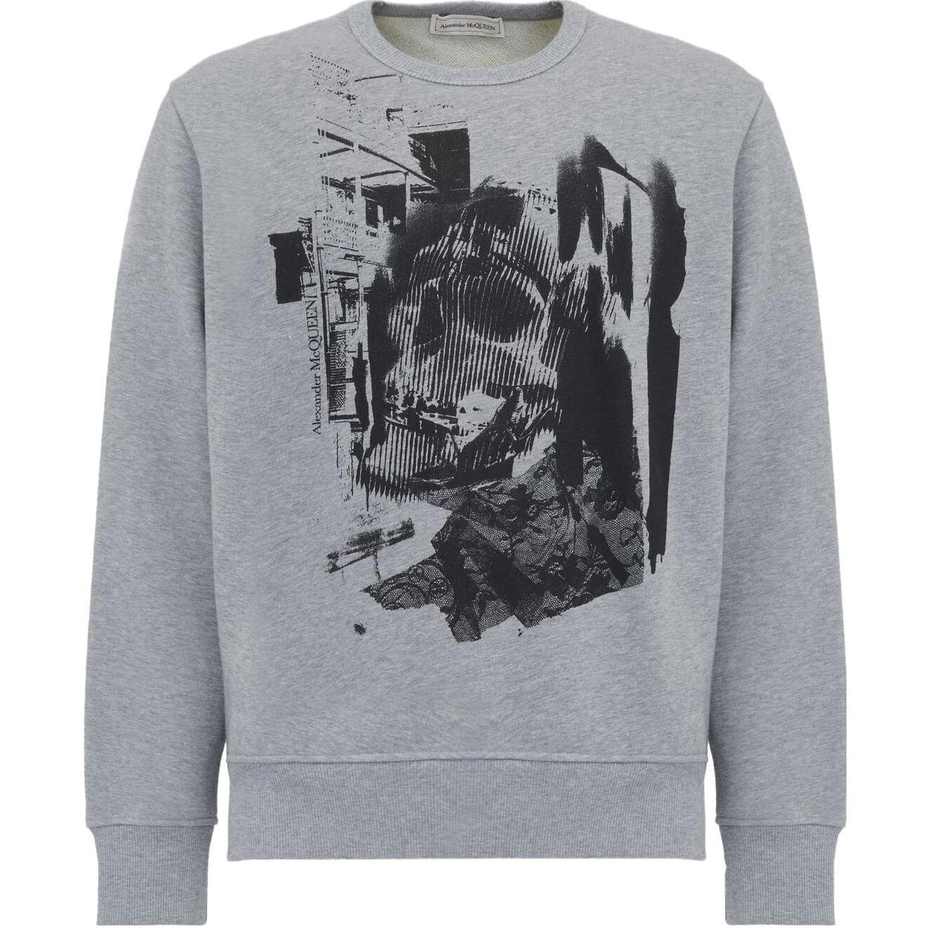 Alexander McQueen FW23 Patchwork Graphic Pullover Sweatshirt Grey Men 752041-QVZ19-0902