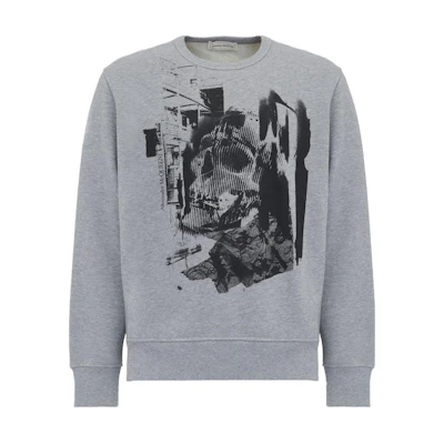 Alexander McQueen FW23 Patchwork Graphic Pullover Sweatshirt Grey Men 752041-QVZ19-0902