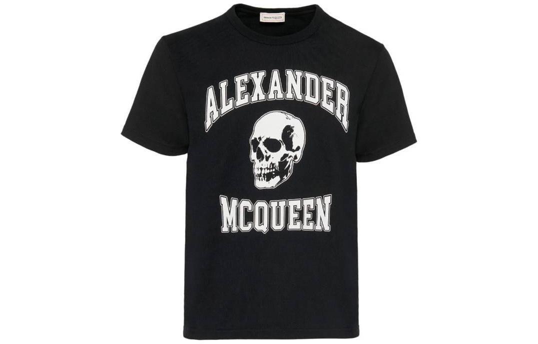 Alexander McQueen FW23 Skull Letter Print Black T-Shirt . 759442QVZ290901