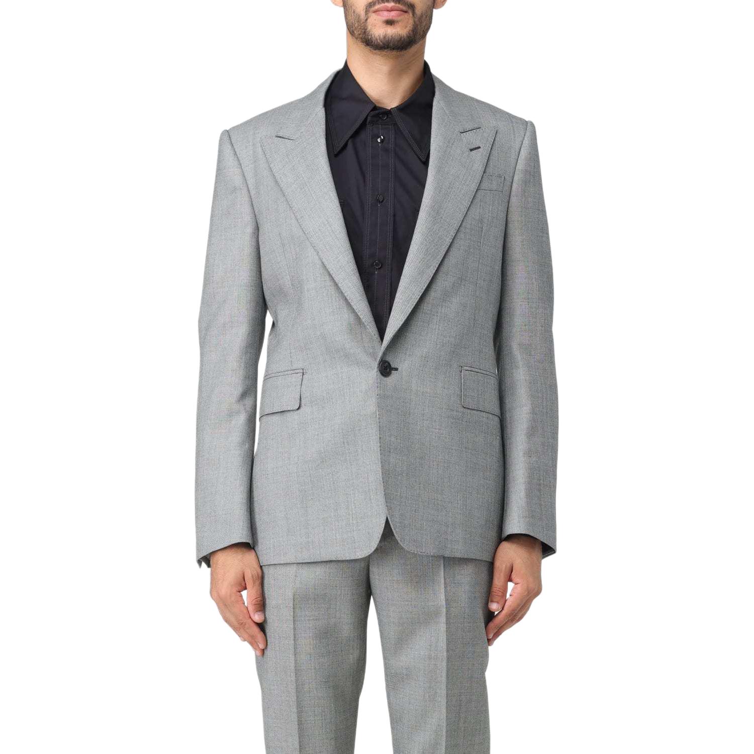 Alexander McQueen FW23 Solid Blazer Lapel Long-Sleeve Jacket Grey 758647-QVU50-1270