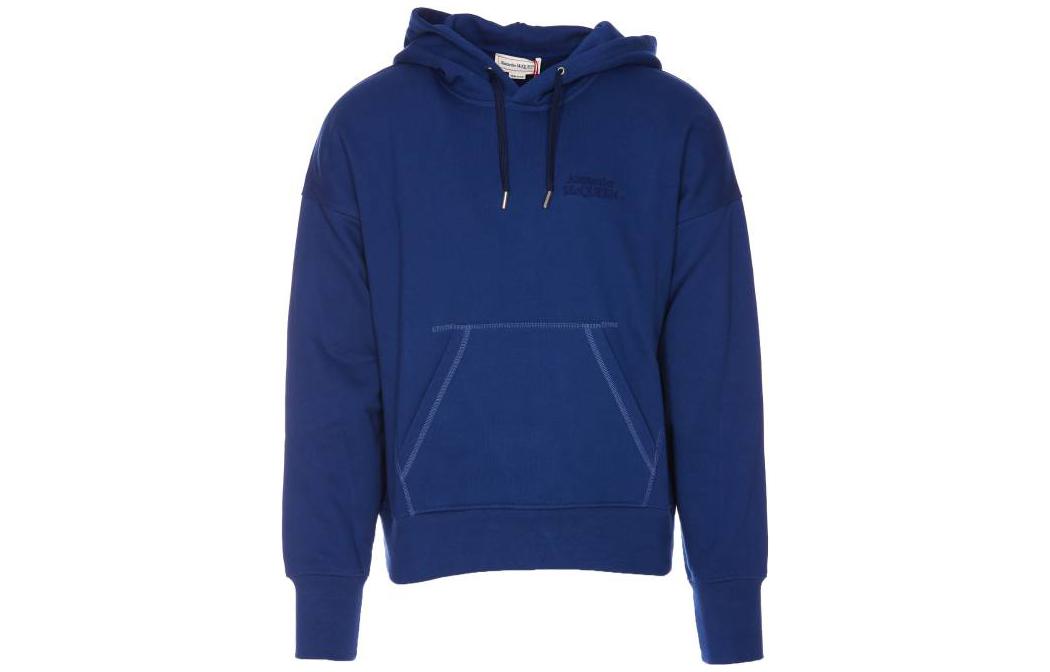 Alexander McQueen FW23 Solid Color Embroidered Hoodie Blue () 722257-QVX63-4167