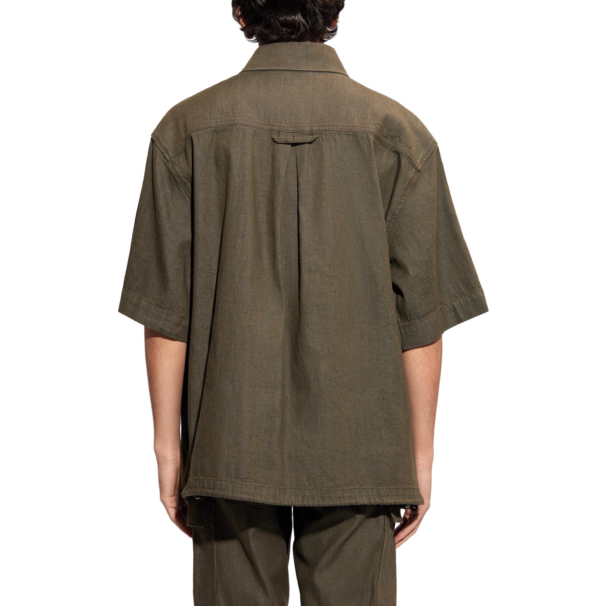 Purchase Alexander McQueen FW23 Solid Logo Short Sleeve Shirt Brown 765524-QYAAN-3360