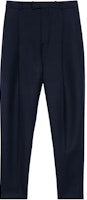 Alexander McQueen FW23 Solid Pleated Mid-Rise Straight-Leg Pants Navy Blue Mens. 601460-QSR16-1010 Alexander McQueen FW23 Solid Pleated Mid-Rise Straight-Leg Pants Navy Blue Mens. 601460-QSR16-1010