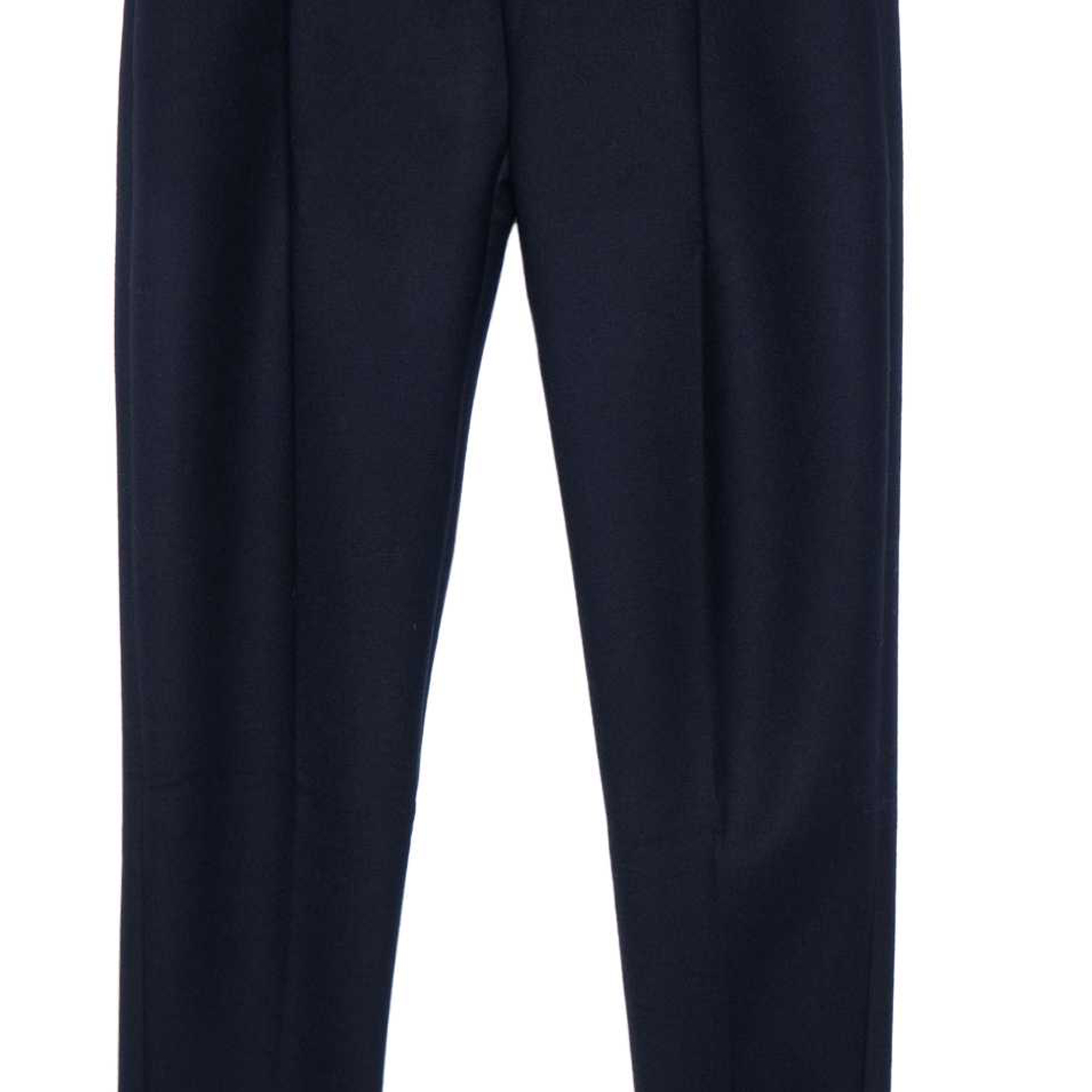 Shop アレキサンダー マックイーン FW23 ソリッド プリーツ ミッドライズ ストレートパンツ ネイビーブルー メンズ 601460-QSR16-1010