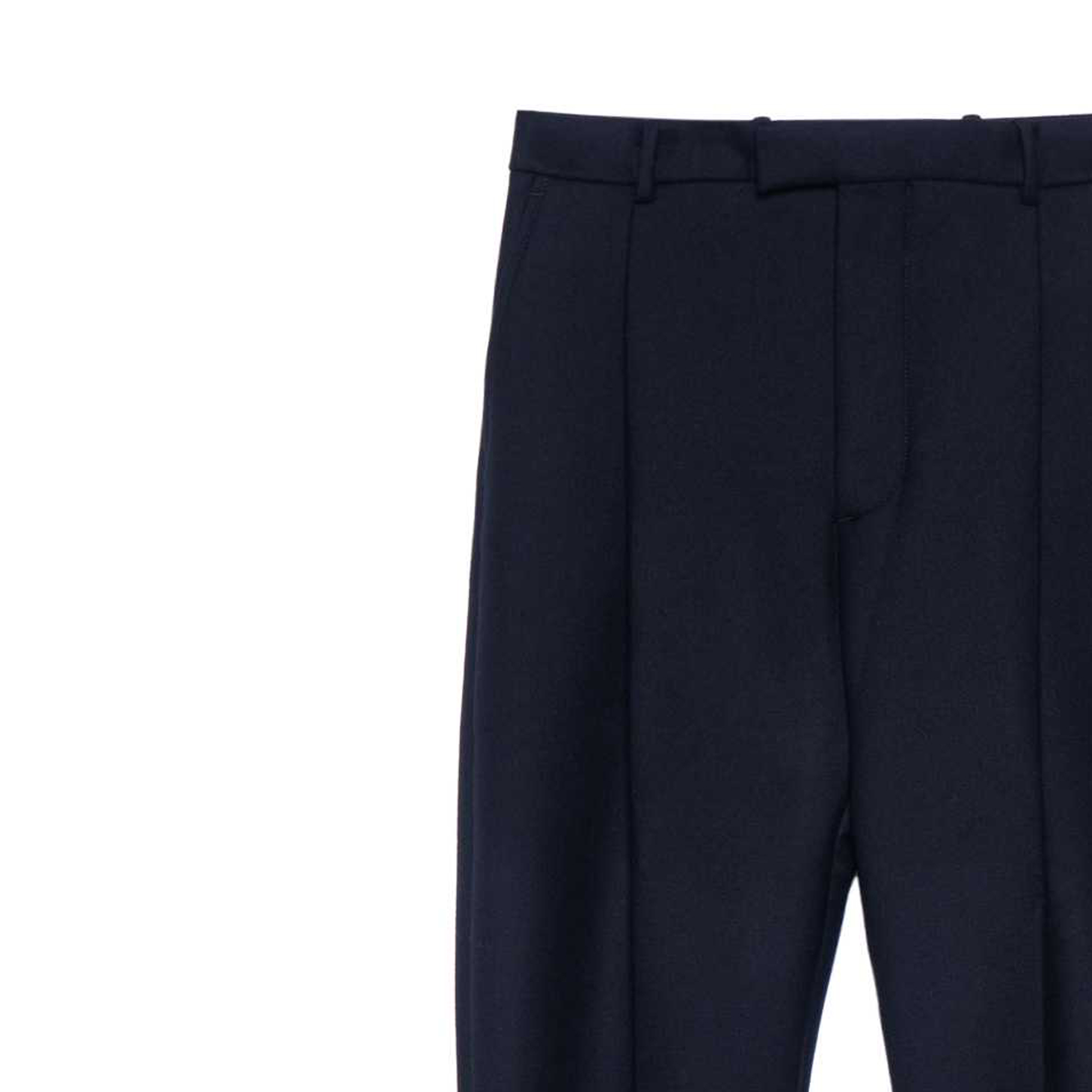 Cheap アレキサンダー マックイーン FW23 ソリッド プリーツ ミッドライズ ストレートパンツ ネイビーブルー メンズ 601460-QSR16-1010