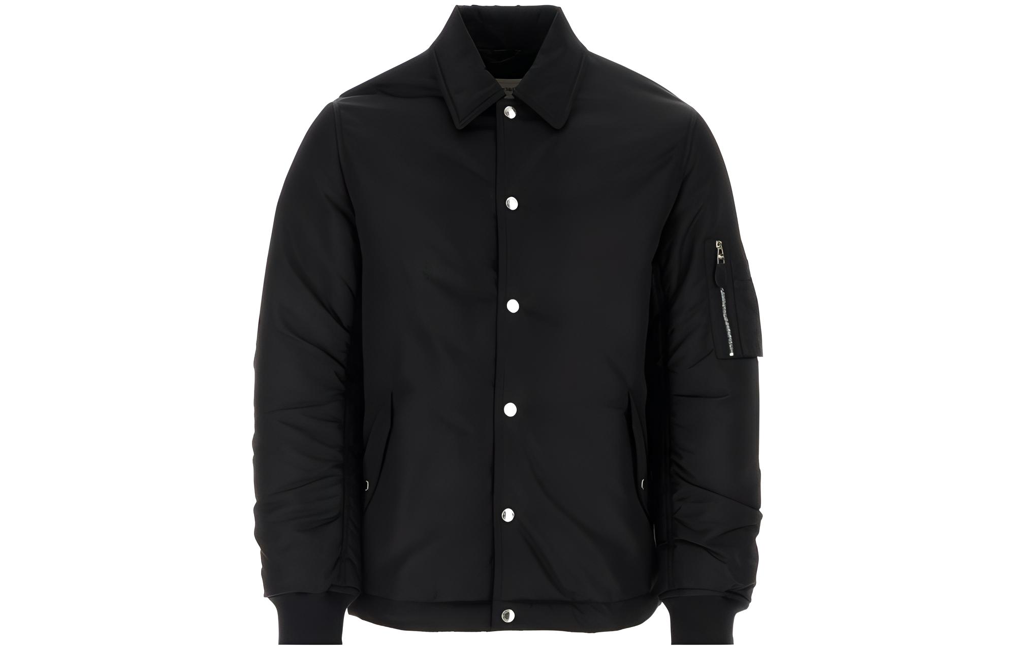 Alexander McQueen FW23 Solid Single-Breasted Casual Jacket Black 765591-QRAAK-1000