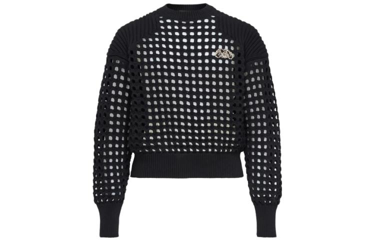 Alexander McQueen FW23 Textured Mesh Sweatshirt Black Men’s Ribbed Trim 776009-Q1A79-1229