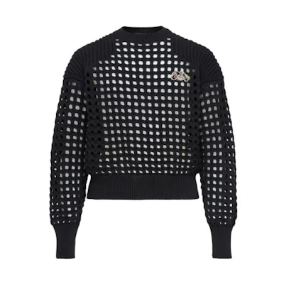 Alexander McQueen FW23 Textured Mesh Sweatshirt Black Men’s Ribbed Trim 776009-Q1A79-1229