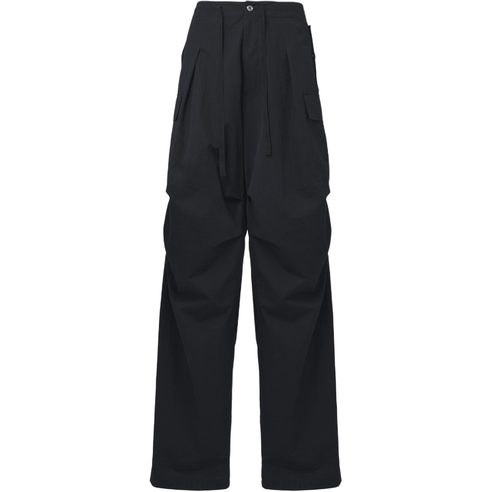 Order アレキサンダー・マックイーン FW24 ブラック ワイドレッグ カーゴパンツ ジップポケット付き 801284-QSAA9-1000