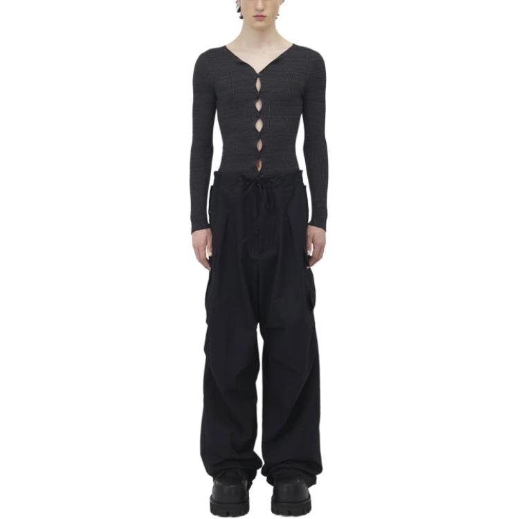 Lookbook アレキサンダー・マックイーン FW24 ブラック ワイドレッグ カーゴパンツ ジップポケット付き 801284-QSAA9-1000