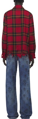 Alexander McQueen FW24 Distressed Plaid Skull Button Shirt Red Menswear. 805529-QUABW-6120 Details for Alexander McQueen FW24 Distressed Plaid Skull Button Shirt Red Menswear. 805529-QUABW-6120