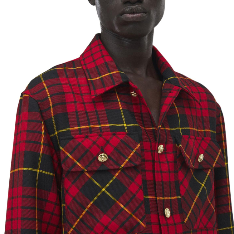 Sizing Alexander McQueen FW24 Distressed Plaid Skull Button Shirt Red Menswear. 805529-QUABW-6120