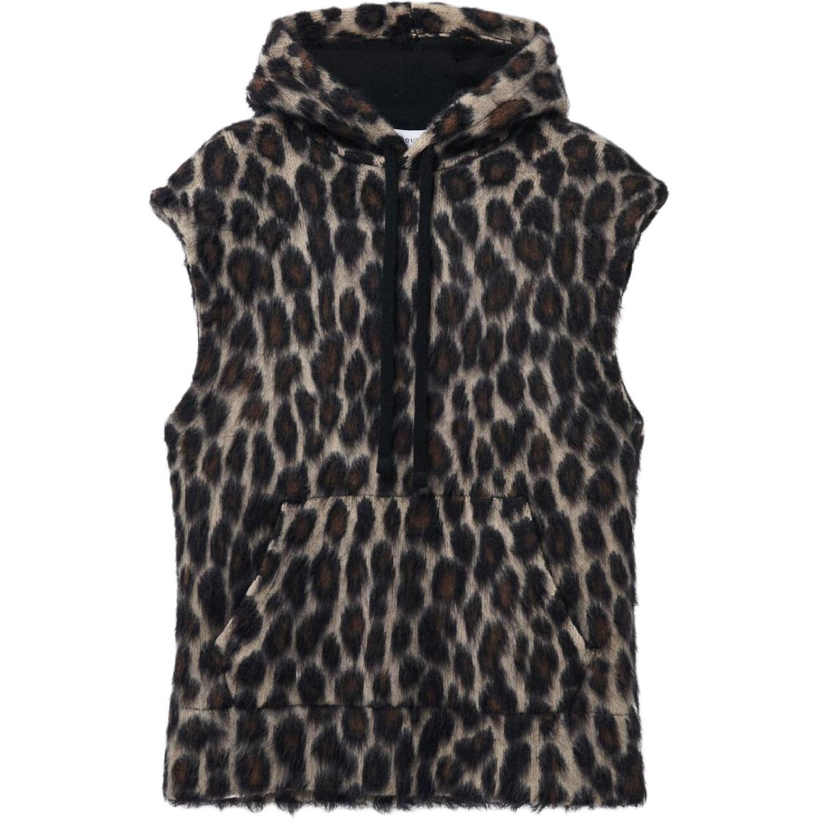 Alexander McQueen FW24 Leopard Jacquard Sleeveless Hoodie Brown Fashion 807286-Q1BBA-2032