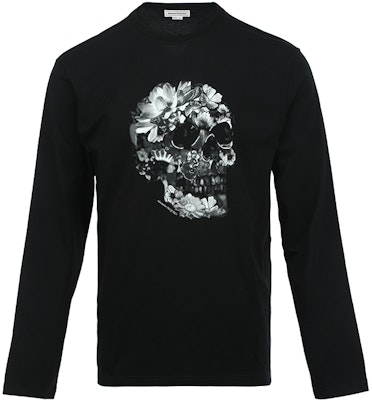 Alexander McQueen 骷髏印花寬鬆版長袖T恤 黑色 794576-QTABM-0528 Order Alexander McQueen 骷髏印花寬鬆版長袖T恤 黑色 794576-QTABM-0528