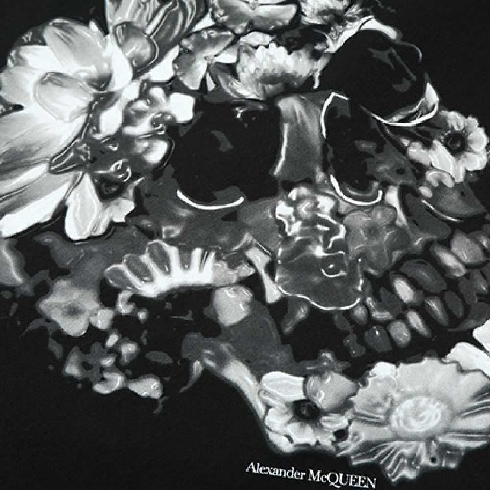 Sizing Alexander McQueen 骷髏印花寬鬆版長袖T恤 黑色 794576-QTABM-0528