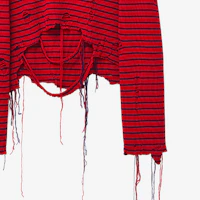Sizing Alexander McQueen FW24 紅色條紋破壞高領毛衣 男裝 807259-Q1BA3-6123