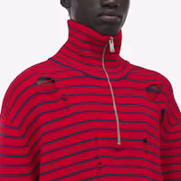 Cheap Alexander McQueen FW24 紅色條紋破壞高領毛衣 男裝 807259-Q1BA3-6123