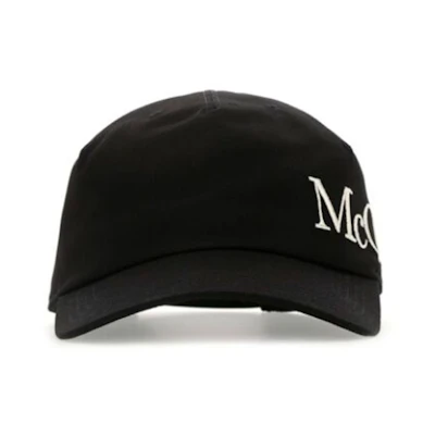 Alexander McQueen Gabardine Cotton Baseball Cap Unisex Black 6328964105Q-1078