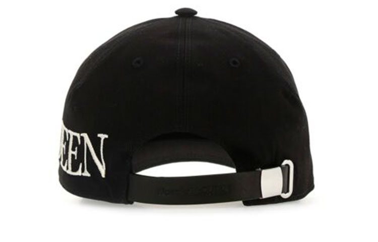Shop 알렉산더 맥퀸 가바딘 코튼 유니섹스 블랙 야구 모자 6328964105Q-1078