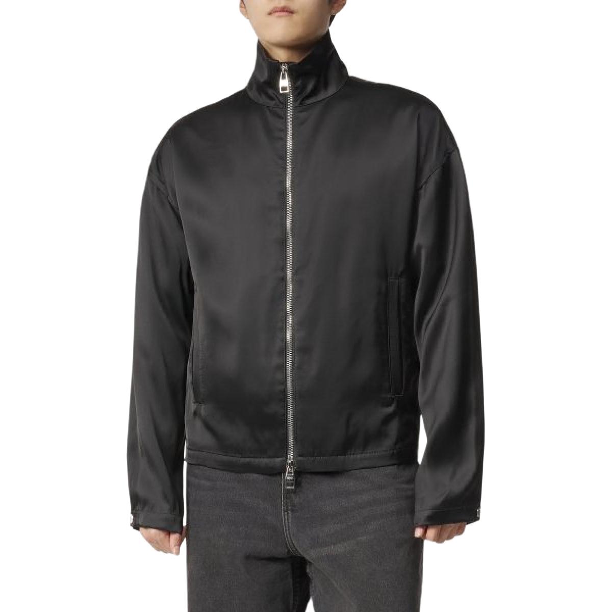 Alexander McQueen Glossy High-Neck Zip Jacket Black Long-Sleeve Outerwear 750120-QVR11-1000