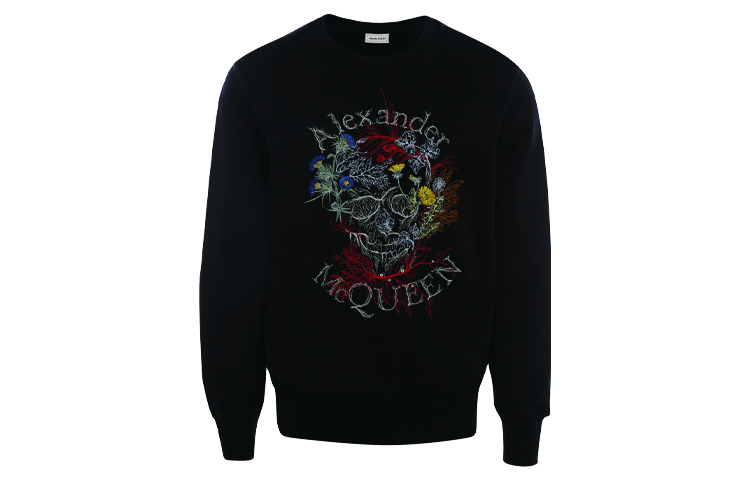 Alexander McQueen Glowing Botanical Skull Sweatshirt Black 599610QOZ760901