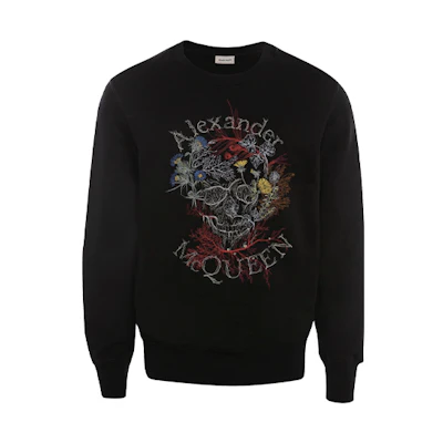 Alexander McQueen Glowing Botanical Skull Sweatshirt Black 599610QOZ760901