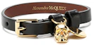 Buy Alexander McQueen Gold Skull Black Leather Bracelet Unisex 554467-CQE0T-1000