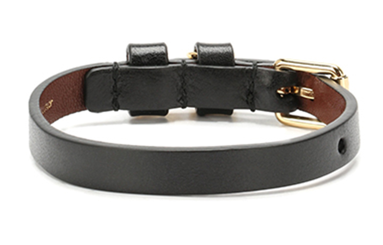 Alexander McQueen Gold Skull Black Leather Bracelet Unisex 554467-CQE0T-1000 圖 3