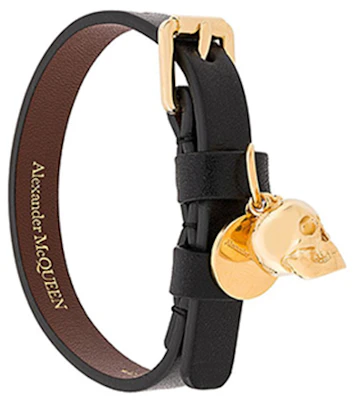 Alexander McQueen Gold Skull Black Leather Bracelet Unisex 554467-CQE0T-1000 Shop Alexander McQueen Gold Skull Black Leather Bracelet Unisex 554467-CQE0T-1000