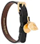 Shop Alexander McQueen Gold Skull Black Leather Bracelet Unisex 554467-CQE0T-1000