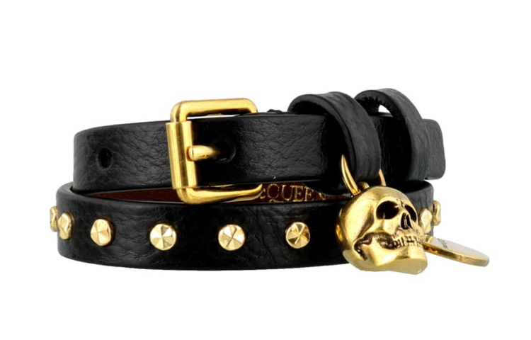Alexander McQueen Gold Skull Studded Double Leather Bracelet 5544661AC9T-1000 圖 3