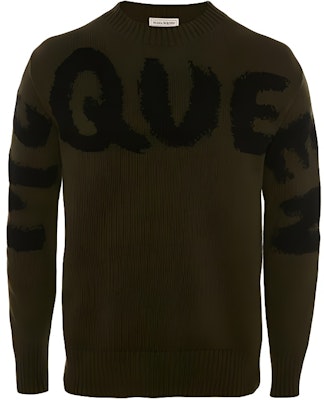 アレキサンダーマックイーン グラフィティ ニット プルオーバー セーター カーキ 684750Q1GBK3469 Buy アレキサンダーマックイーン グラフィティ ニット プルオーバー セーター カーキ 684750Q1GBK3469