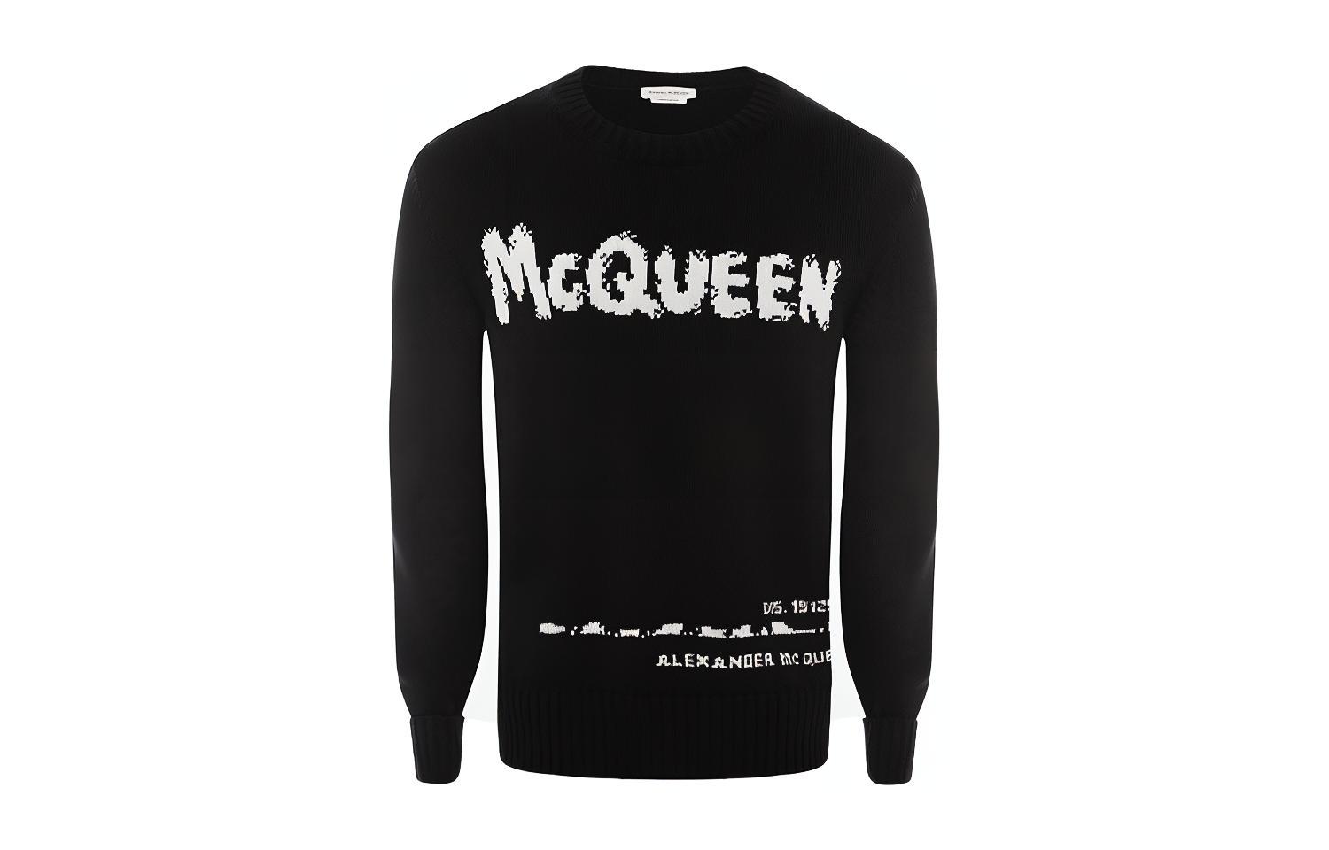 Alexander McQueen Graffiti Letter Long Sleeve Sweater Black 626454Q1WZL1006