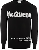 Alexander McQueen Graffiti Letter Long Sleeve Sweater Black 626454Q1WZL1006 Alexander McQueen Graffiti Letter Long Sleeve Sweater Black 626454Q1WZL1006
