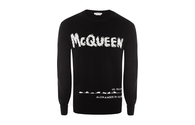 Order Alexander McQueen 塗鴉字母黑色長袖毛衣 626454Q1WZL1006