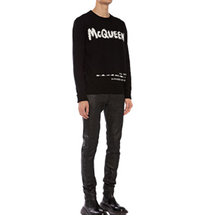 Details for Alexander McQueen 塗鴉字母黑色長袖毛衣 626454Q1WZL1006
