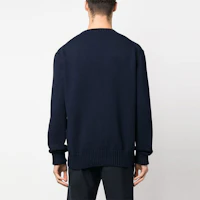 Shop 亞歷山大·麥昆 塗鴉Logo海軍藍男士圓領毛衣 626454-Q1WZL-4581