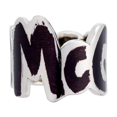 Alexander McQueen Graffiti Logo Cutout Ring Silver. 684625I11DY1075