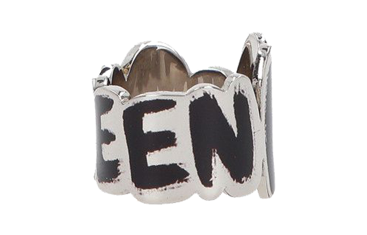 Lookbook Alexander McQueen Graffiti Logo Cutout Ring Silver. 684625I11DY1075