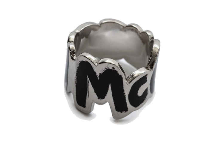Purchase Alexander McQueen Graffiti Logo Cutout Ring Silver. 684625I11DY1075