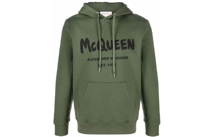 Alexander McQueen Graffiti Logo Hoodie Green 688715-QSZ81-0904