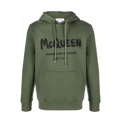 Alexander McQueen Graffiti Logo Hoodie Green 688715-QSZ81-0904