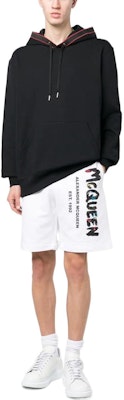 Alexander McQueen Seluar Pendek Logo Graffiti Putih SS23 Lelaki Kasual. 727690QUZ360900 Lookbook Alexander McQueen Seluar Pendek Logo Graffiti Putih SS23 Lelaki Kasual. 727690QUZ360900