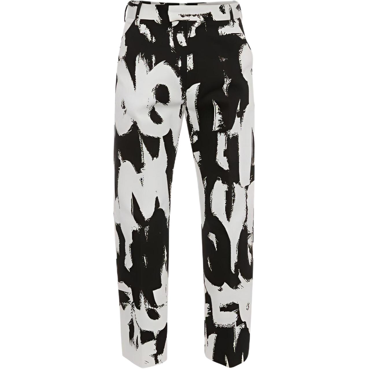 Alexander McQueen Graffiti Logo Print Straight-Fit Casual Pants Multicolor Men 704309-QTS62-9080