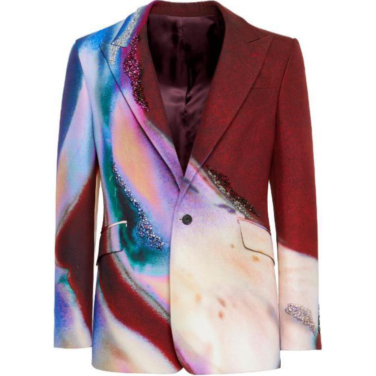 Alexander McQueen Graffiti Print Single-Breasted Jacket Multicolor 750428-QVQ22-5475