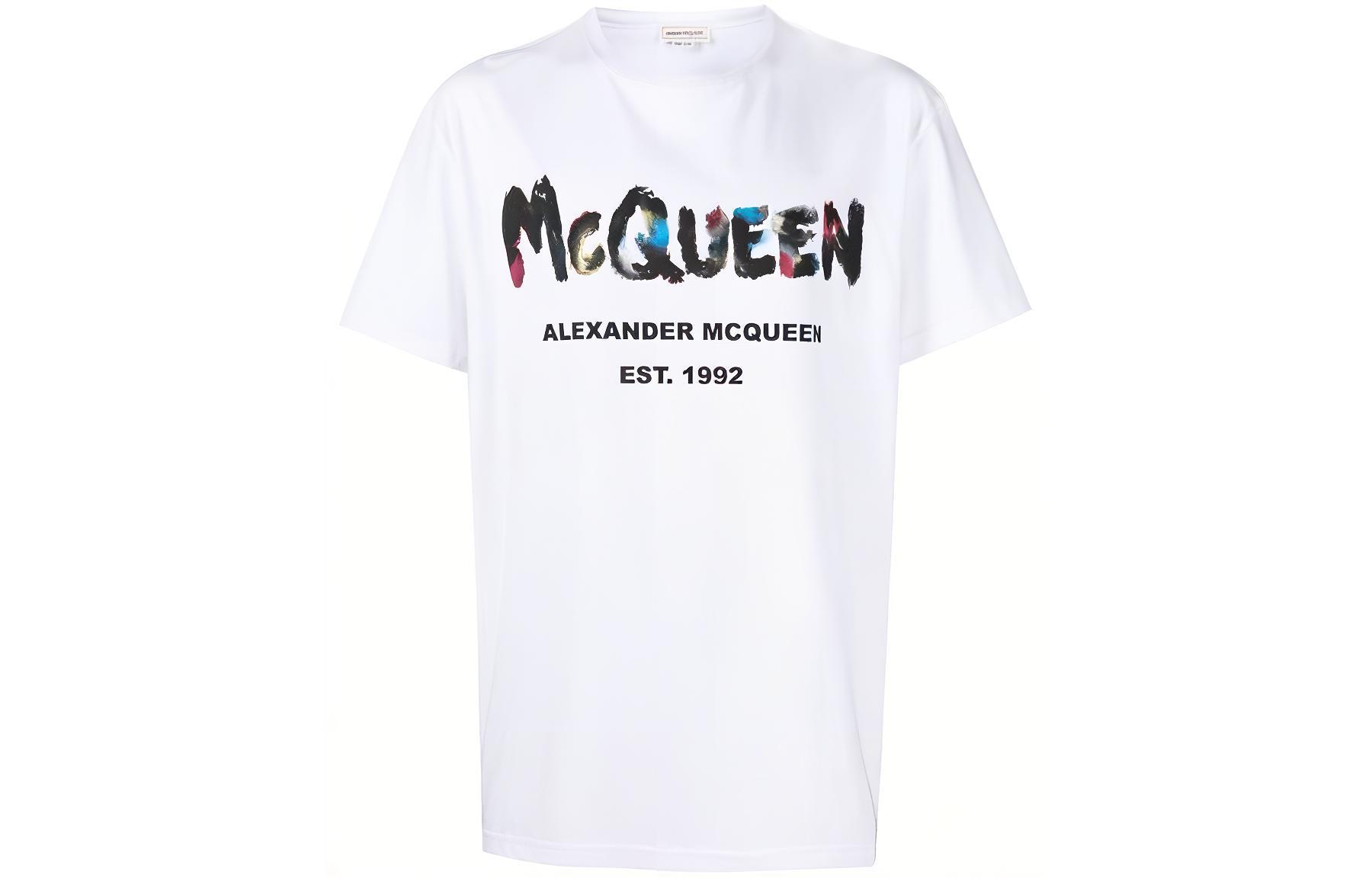 Order 亚历山大麦昆涂鸦SS23字母印花男士圆领T恤 727285-QUZ22-0900