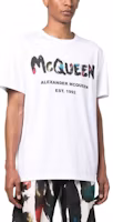 Purchase Alexander McQueen Graffiti SS23 Letter Print Crew Neck T-Shirt Mens. 727285-QUZ22-0900